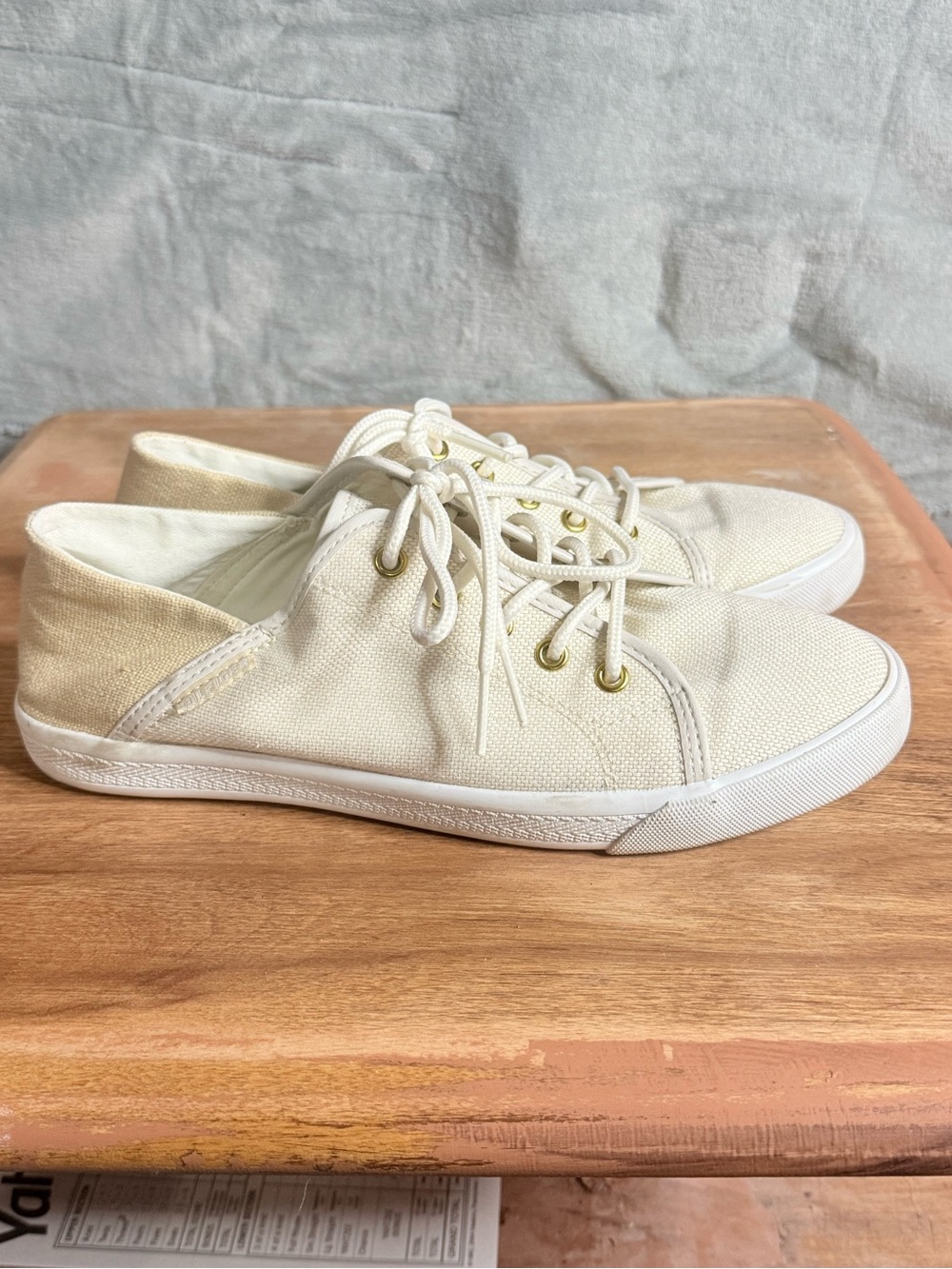 Tommy Hilfiger Women's Canvas Lace-Up Sneakers in Cream